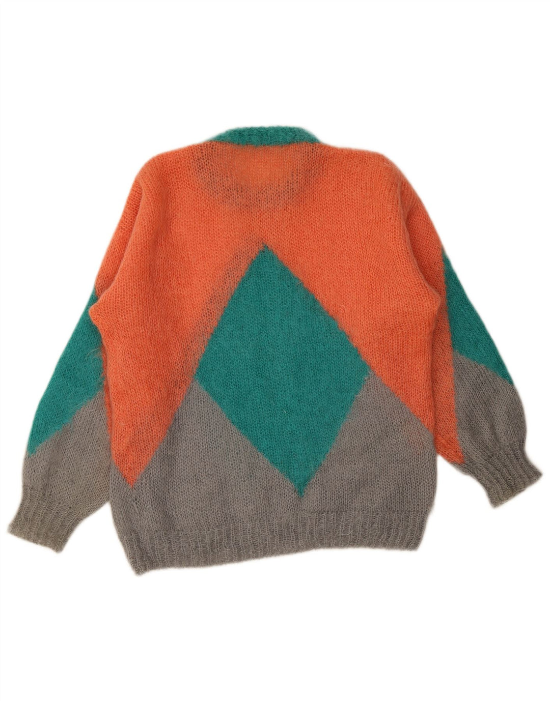 vintage Womens Crew Neck Jumper Sweater XL Multicolore Géométrique
