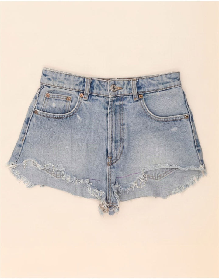 vintage Femme Short en denim en détresse Petit W26 Bleu