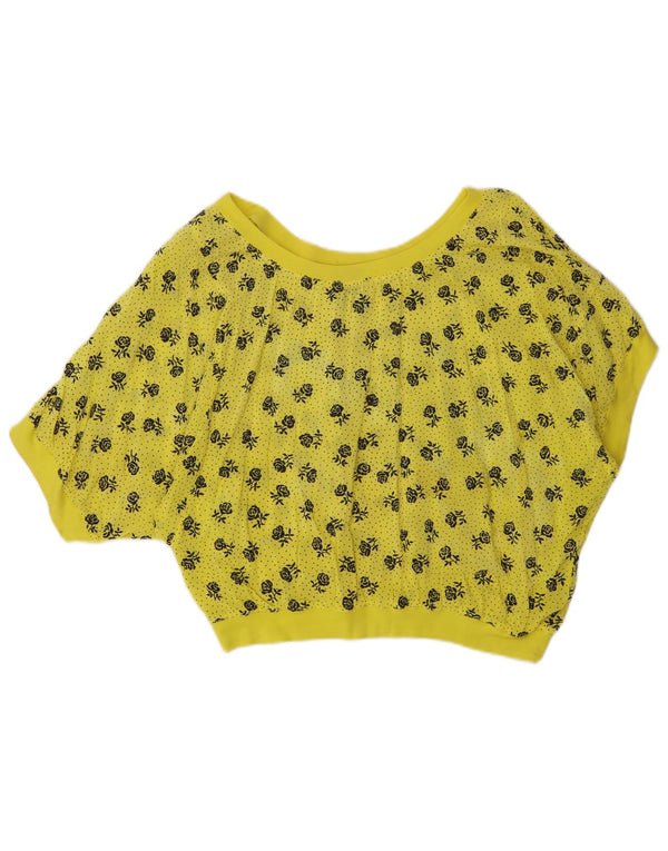 La Maison Blu Womens Crop Oversize Blouse Top UK 10 Petit Jaune Floral