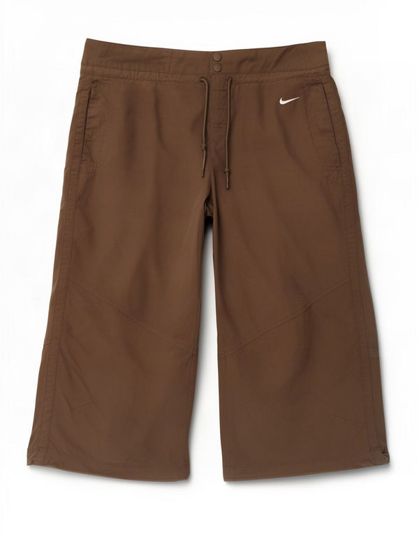 Nike Pantalon Capri Femme UK 8/10 Small W30 L20 Marron Polyester
