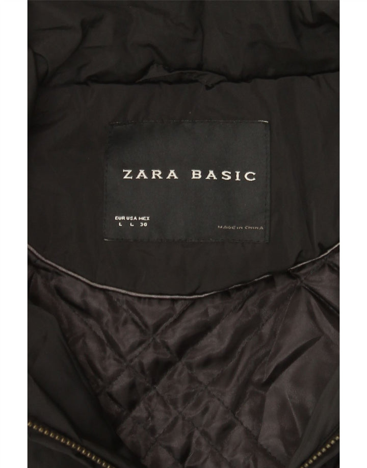 Zara Veste matelassée pour femme UK 14 Large Noir