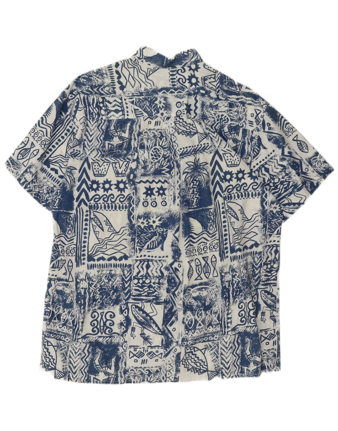Chemise à manches courtes pour hommes, grand bleu, Patchwork, coton hawaïen