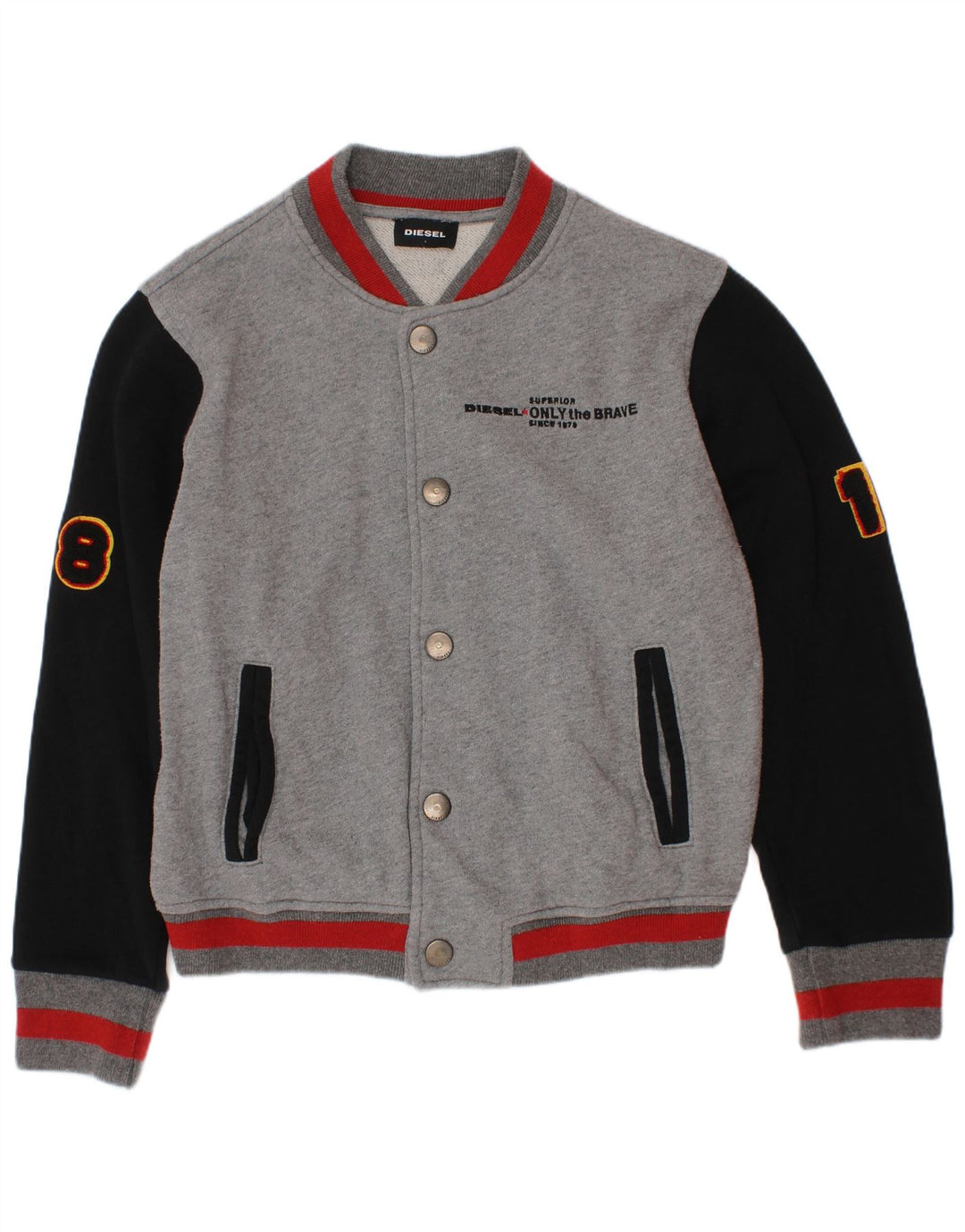 Diesel Veste Varsity Graphique Garçon 7-8 Ans Gris Colorblock