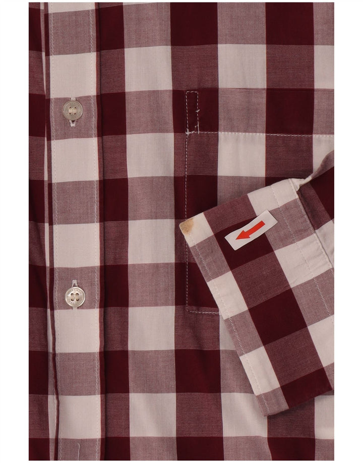French Connection Chemise Homme XL Bordeaux Vichy Coton