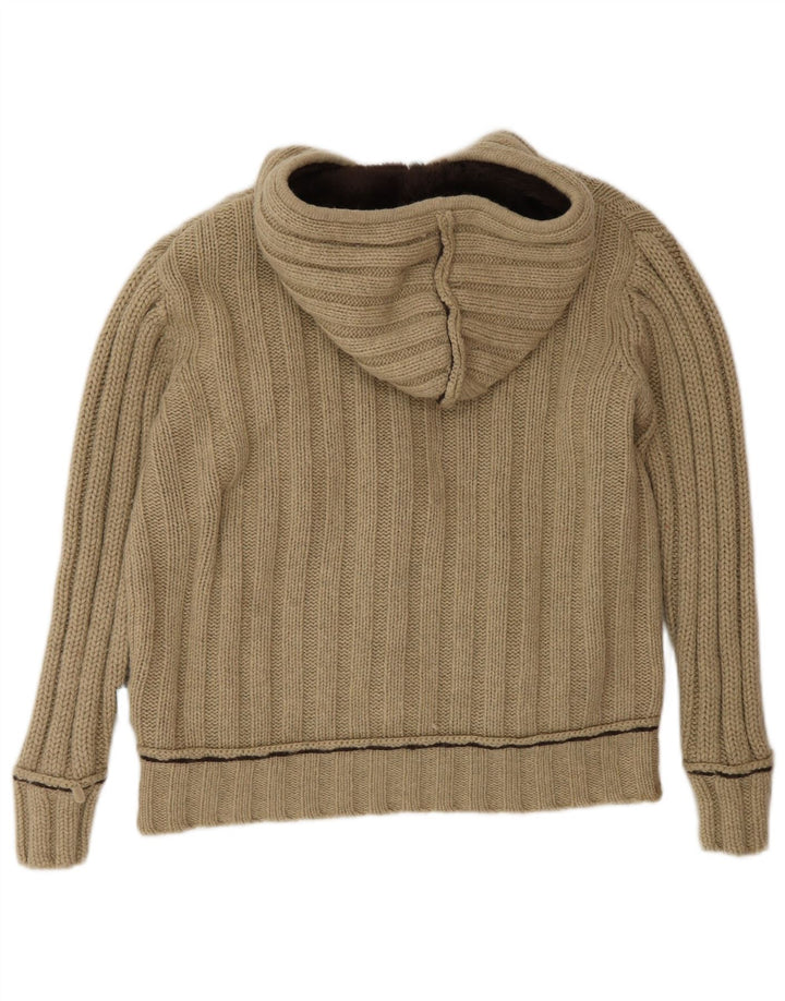 Fat Face Cardigan à capuche pour femme en laine d'agneau beige moyen UK 44