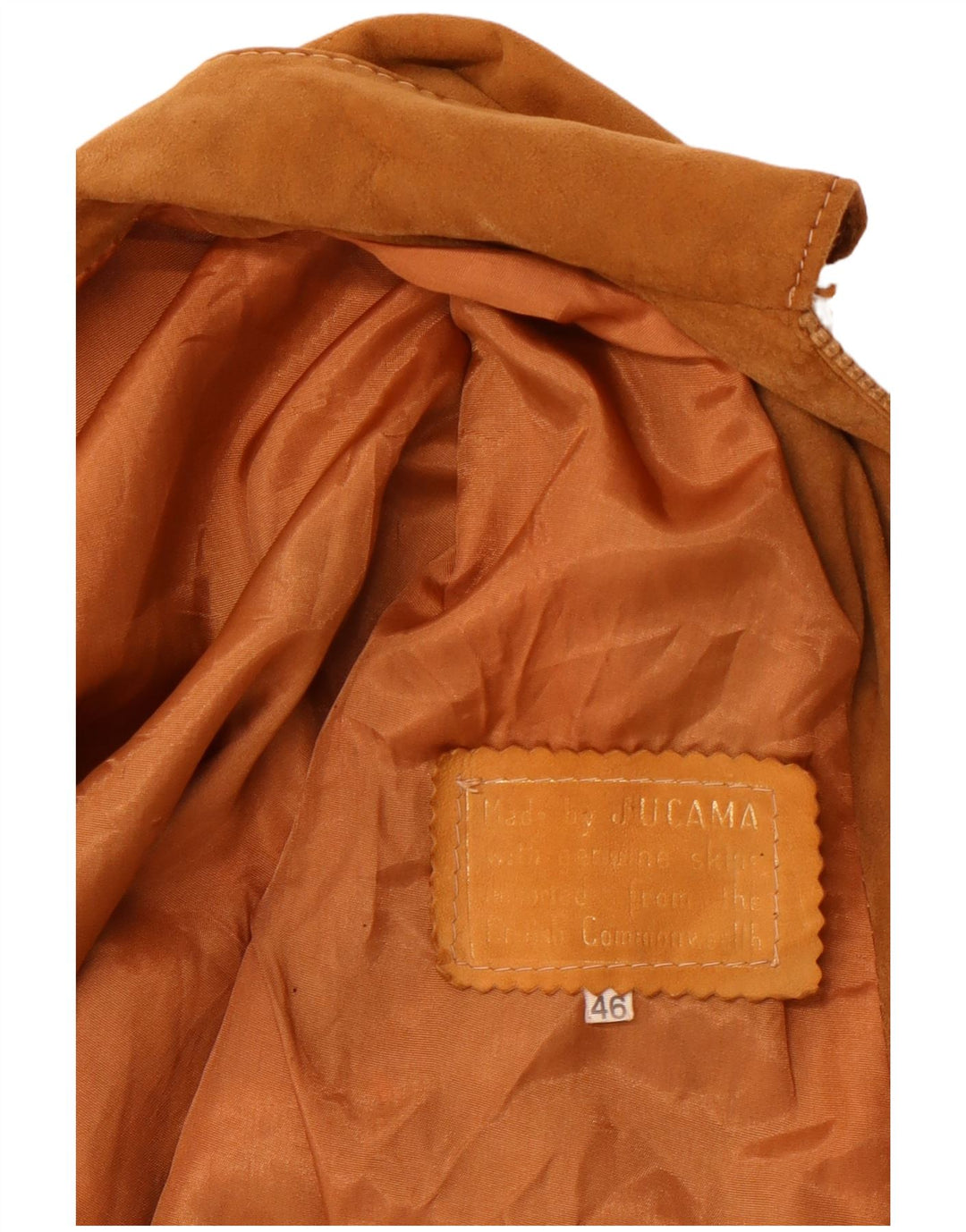 VINTAGE Veste Bomber En Daim Femme IT 46 Grand Cuir Marron