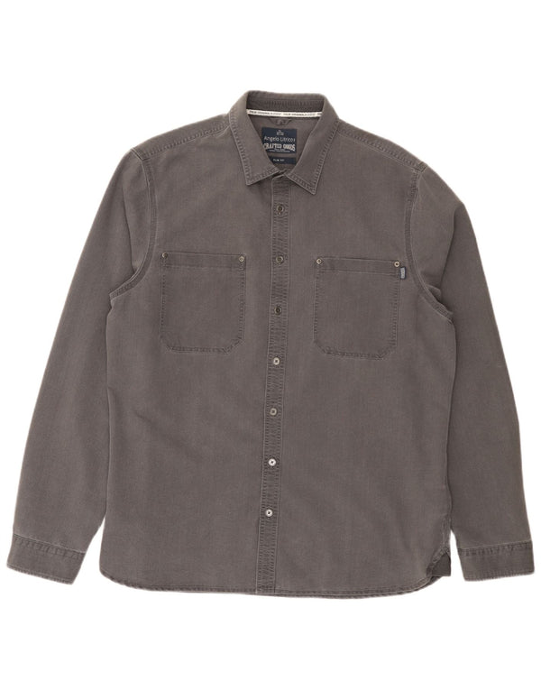 Angelo Litrico Chemise en jean coupe slim pour homme Taille 43/44 XL Gris Coton