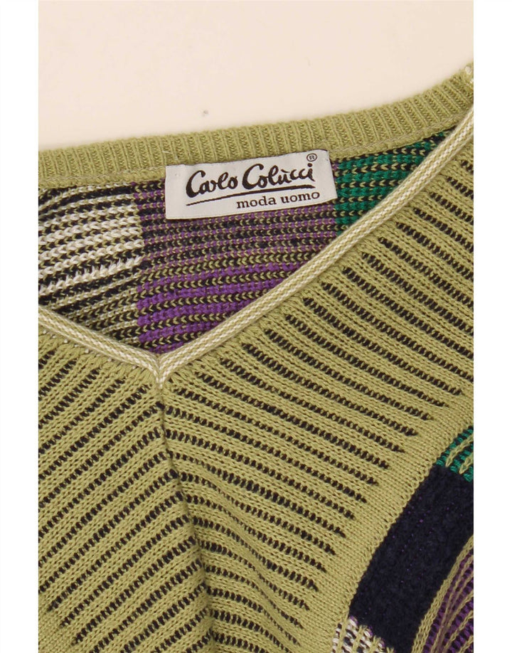 Carlo Colucci Pull Col V Homme Vert Moyen Géométrique