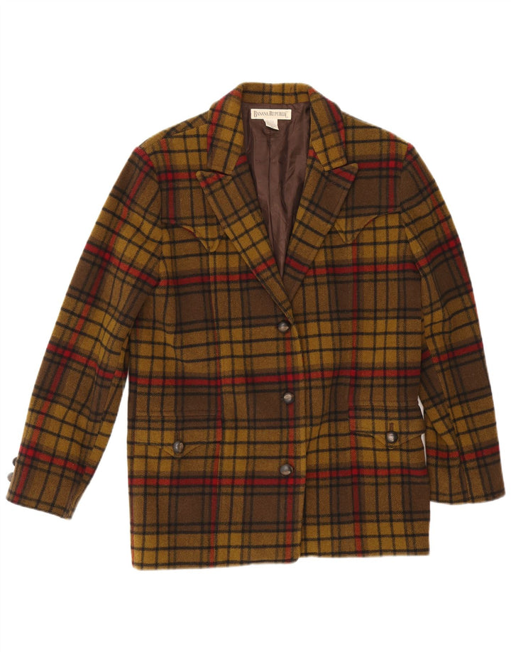 Banana Republic Veste blazer surdimensionnée à 3 boutons pour femme UK 6 XS Kaki à carreaux
