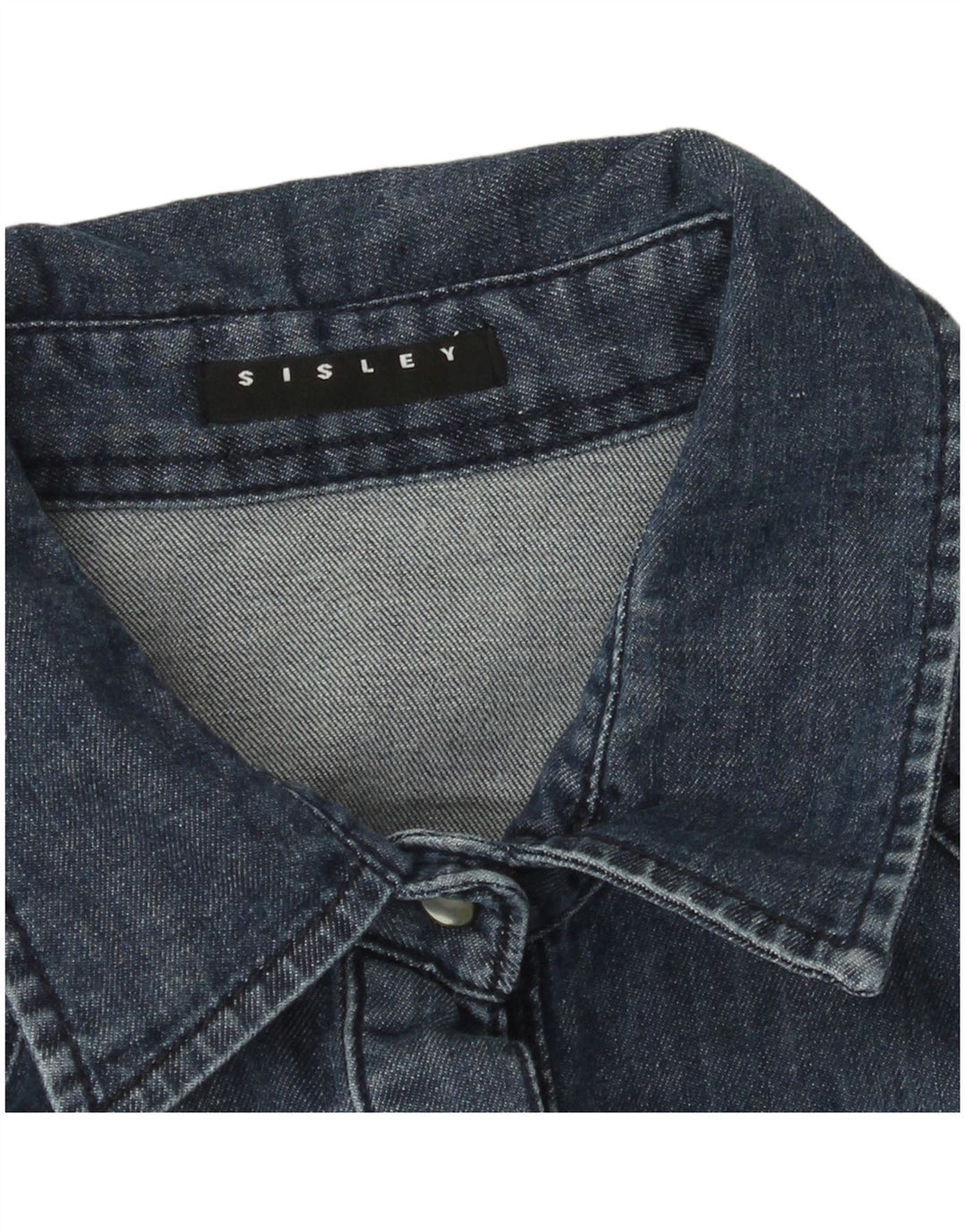 Sisley Chemise En Jean UK 10 Small Bleu Marine Femme