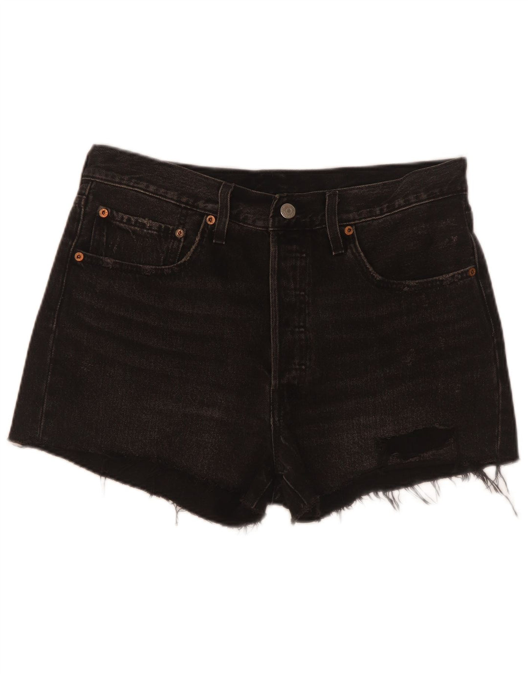 Levi's Short 501 Distressed Denim W30 Femme Noir Moyen Coton