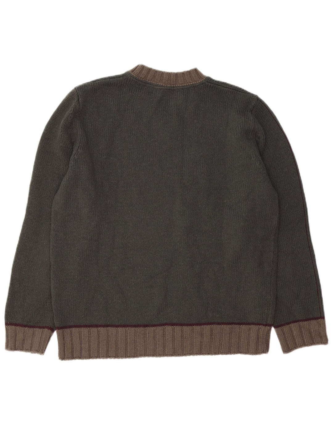 ZARA Pull col V Homme Kaki Moyen Acrylique Colorblock