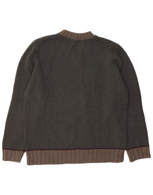 ZARA Pull col V Homme Kaki Moyen Acrylique Colorblock