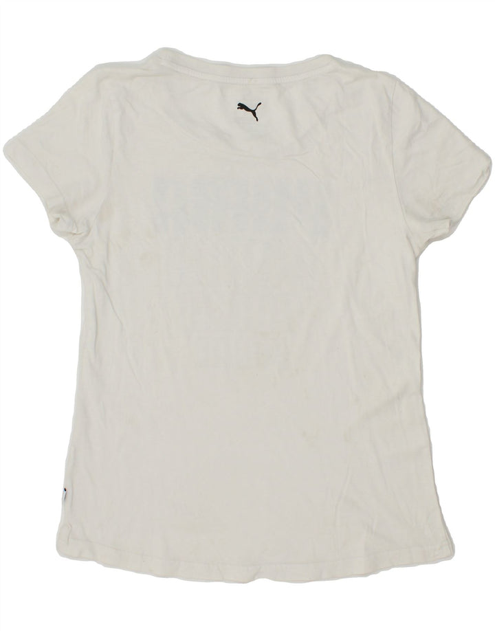 PUMA Womens Graphic T-Shirt Top UK 12 Medium White Vintage Puma and Second-Hand Puma from Messina Hembry 