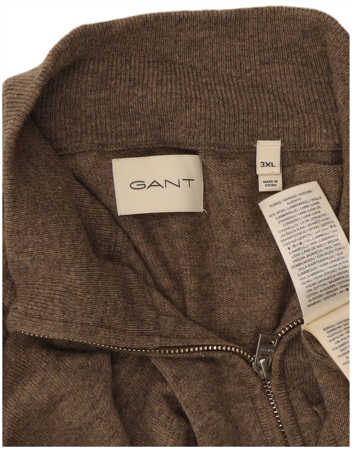GANT Cardigan Homme Pull 3XL Marron Moucheté Laine