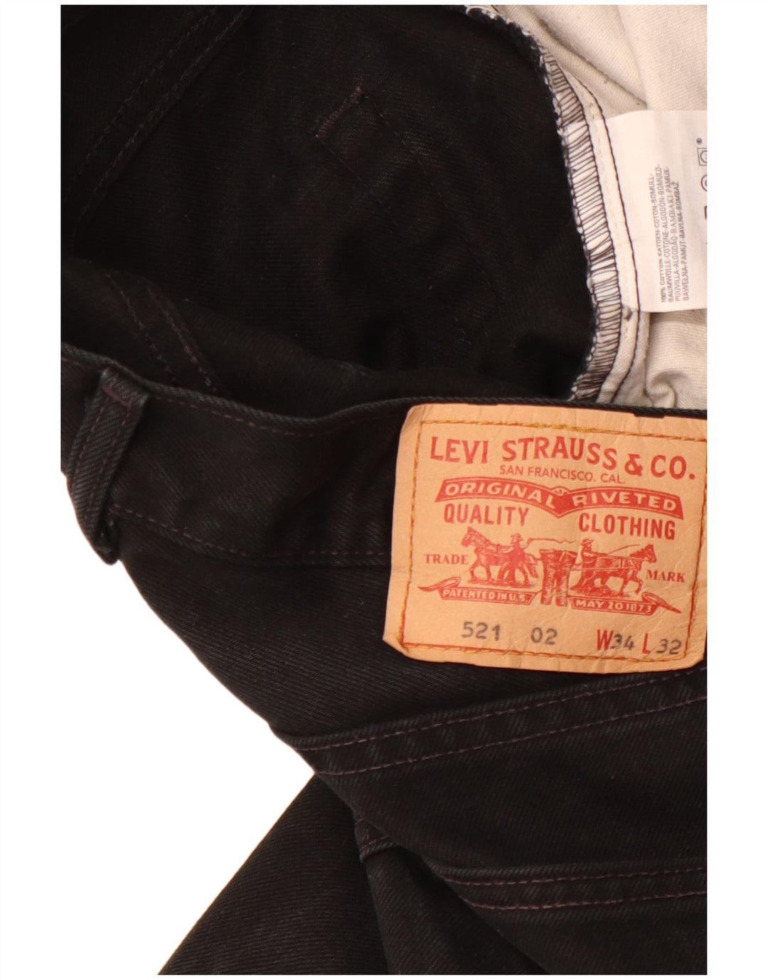LEVI'S Short en Jean 521 Homme W 34 Large Noir Coton