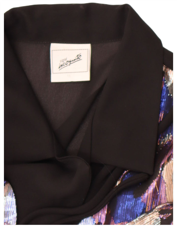 C&A Chemisier coupe décontractée à motif abstrait pour femme UK 16 Large Noir