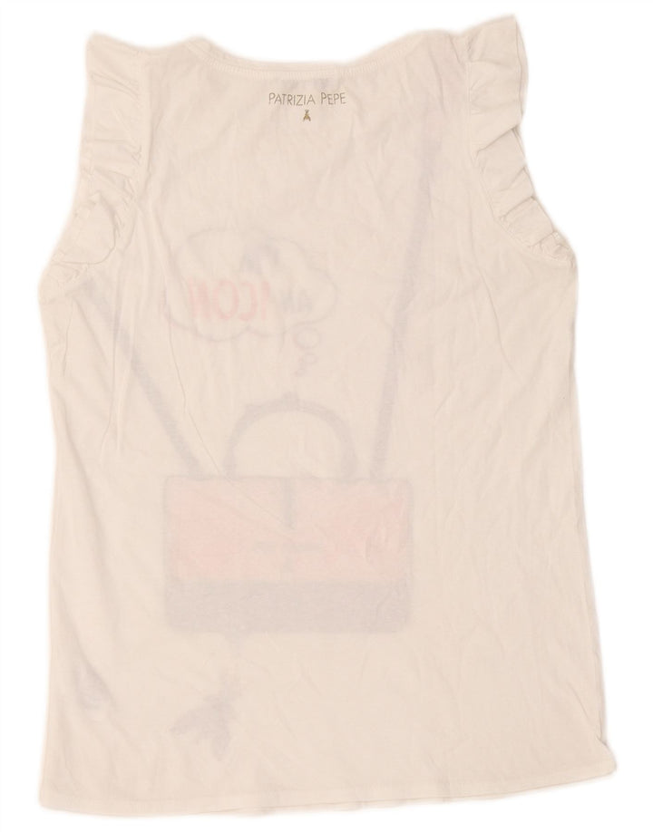 Patrizia Pepe Débardeur graphique pour femme taille unique en coton blanc
