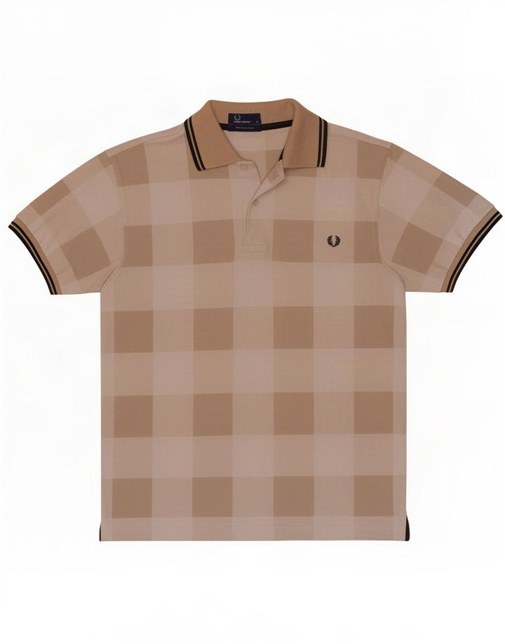 Fred Perry Polo Homme Petit Coton Géométrique Beige