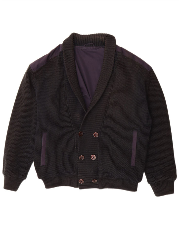 vintage Homme Double Breasted Cardigan Pull IT 48 Bleu Marine Moyen