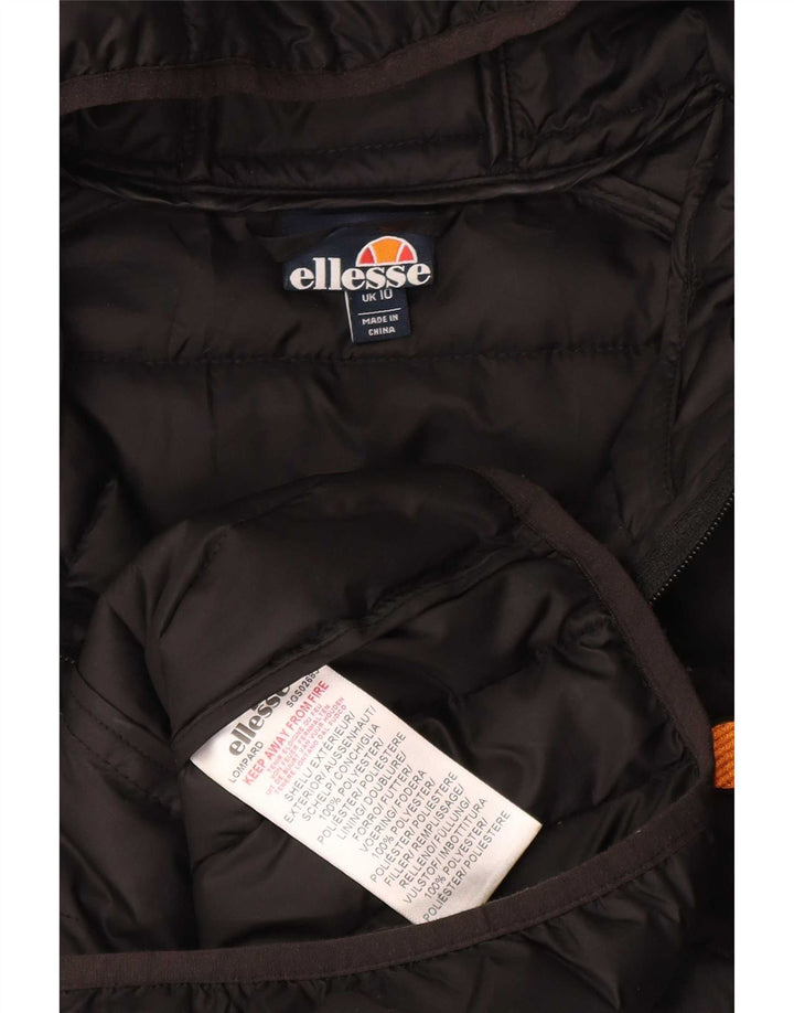 Ellesse Veste matelassée surdimensionnée à capuche pour femme UK 10 Small Noir Polyester
