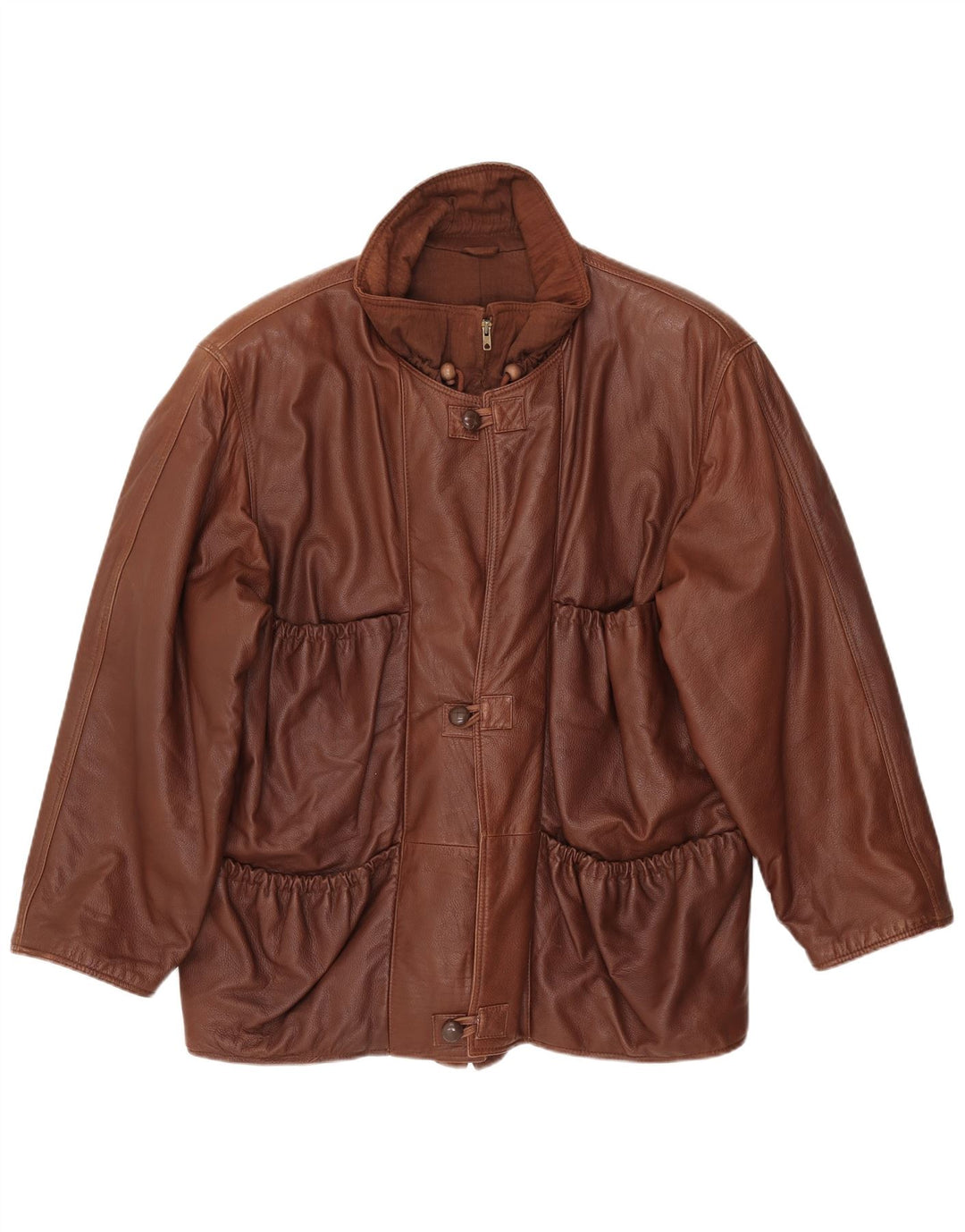 VINTAGE Veste en cuir homme UK 42 XL Cuir marron