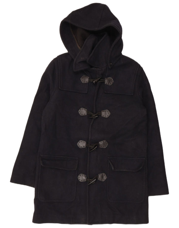 VINTAGE Femme Duffle Coat à capuche UK 18 XL Laine Bleu Marine