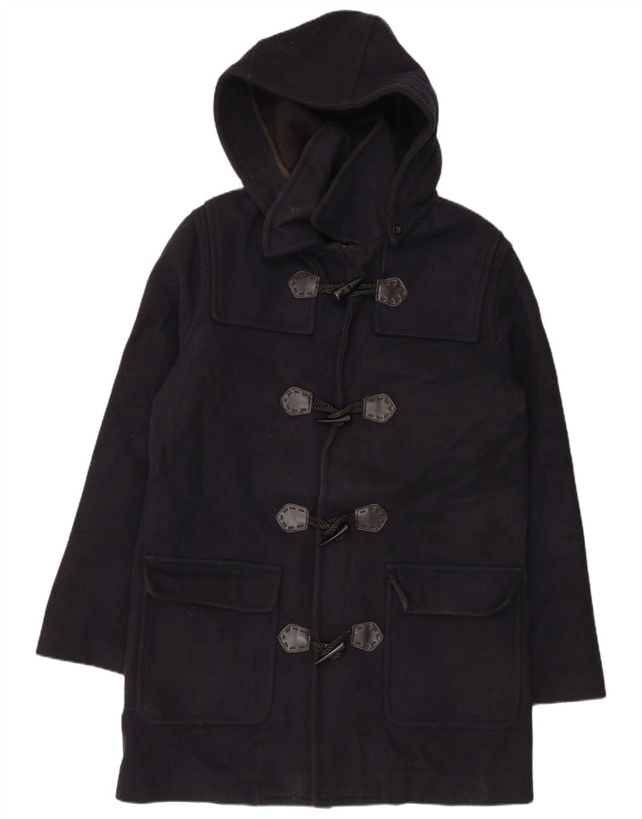 VINTAGE Femme Duffle Coat à capuche UK 18 XL Laine Bleu Marine