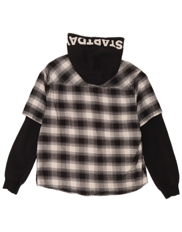 Zara Chemise en flanelle à capuche graphique pour garçon 13-14 ans Coton à carreaux noir