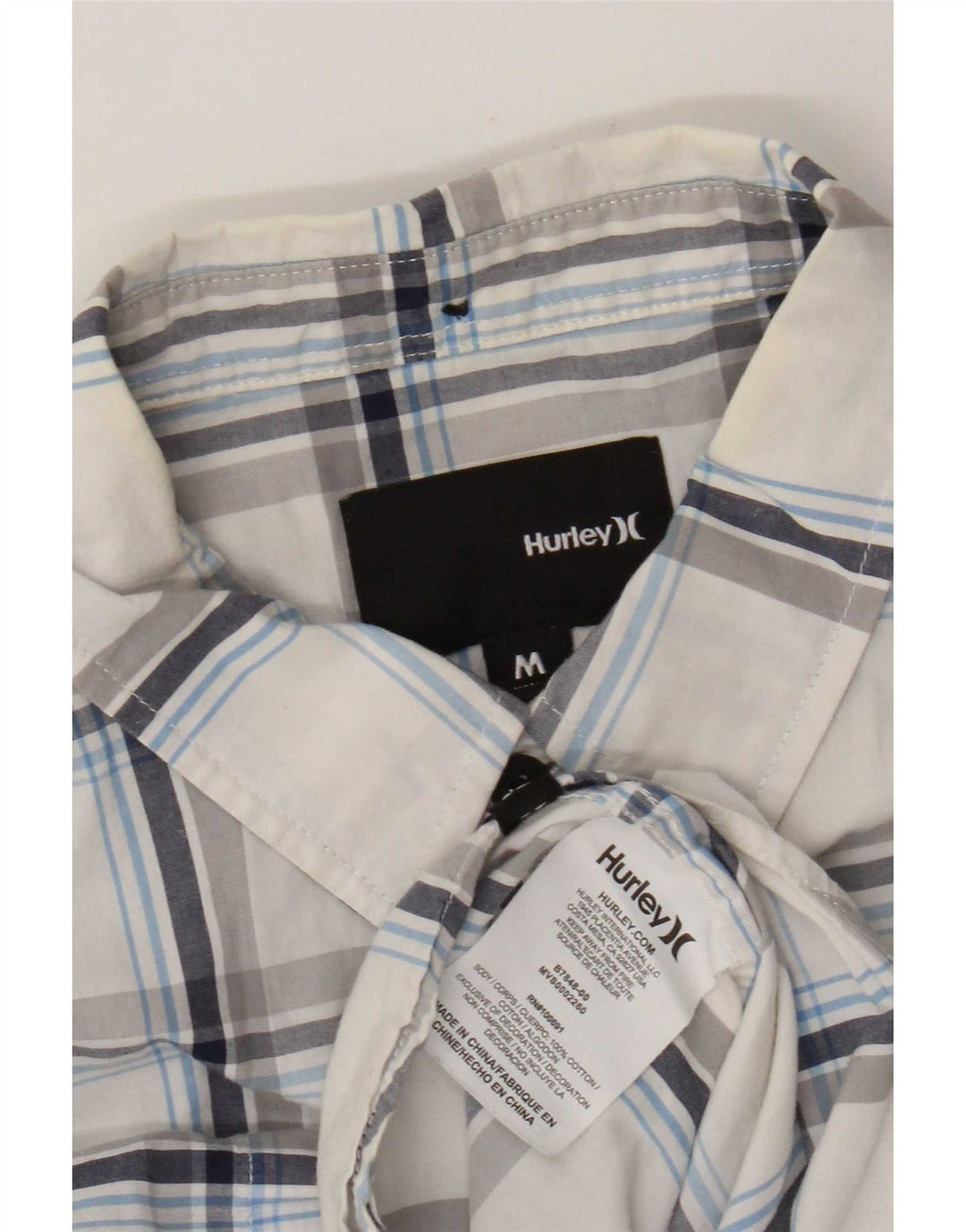 Hurley Chemise à Manches Courtes Homme Blanc Moyen à Carreaux Coton