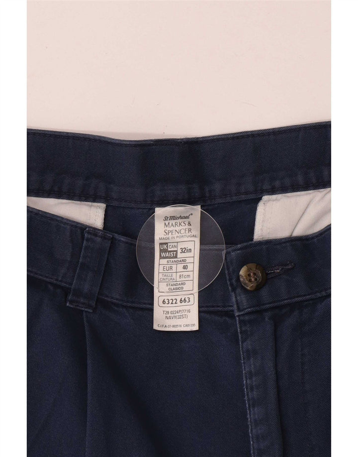 Marks & Spencer Short Chino Pegged Homme W32 Bleu Marine Moyen Coton