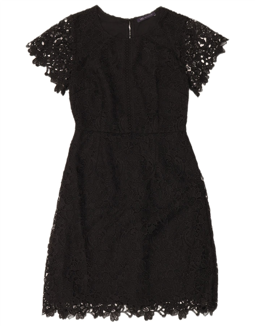 Marks & Spencer Robe fourreau en dentelle pour femme UK 8 Petit Noir Floral Polyester