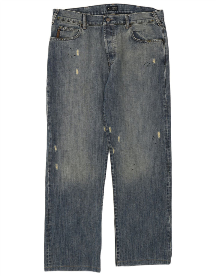 Armani Jean droit vieilli pour homme W36 L30 en coton bleu