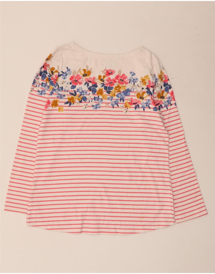 Joules Haut Graphique à Manches Longues pour Femme UK 12 Coton Rayé Blanc Moyen