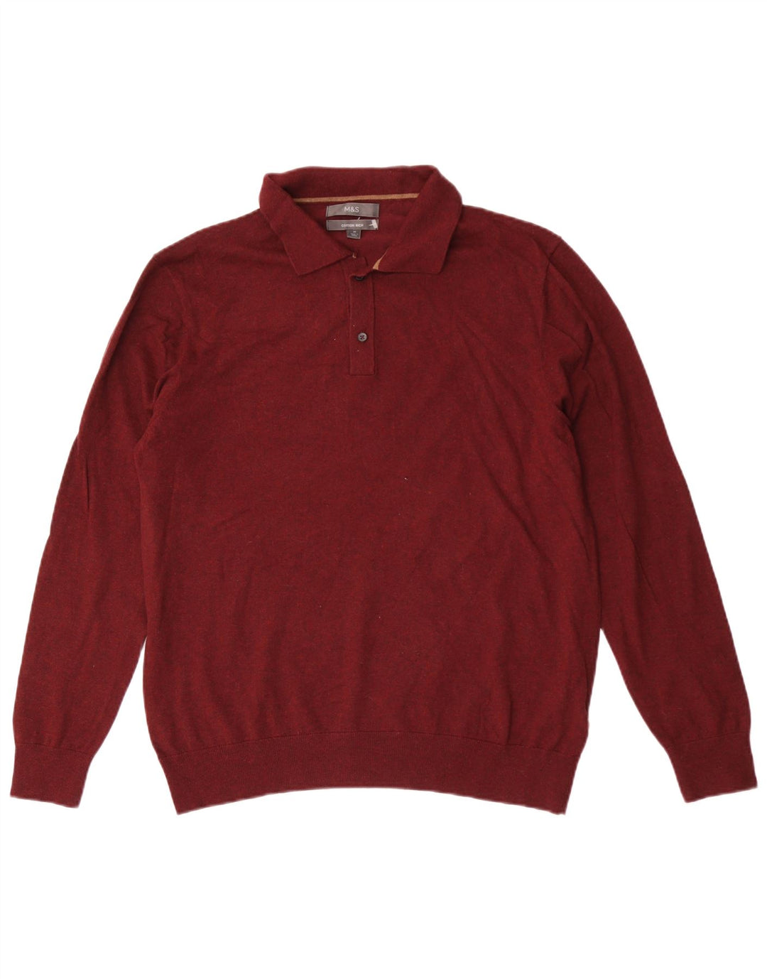 Marks & Spencer Pull à col polo pour homme en coton marron moyen