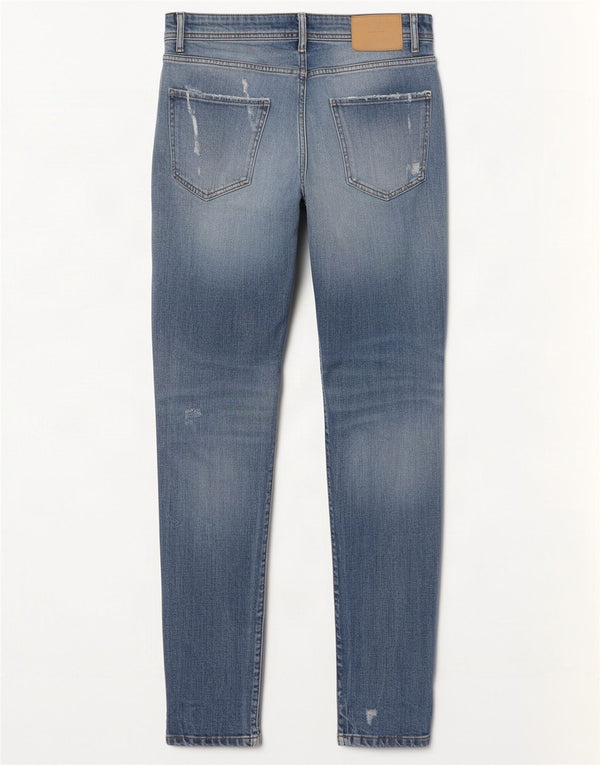 Zara Jean skinny vieilli pour homme EU 40 Medium W31 L30 Bleu Coton