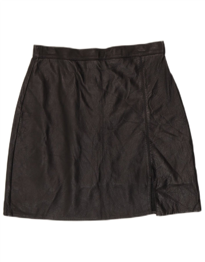 VINTAGE Mini jupe en cuir femme W28 noir moyen