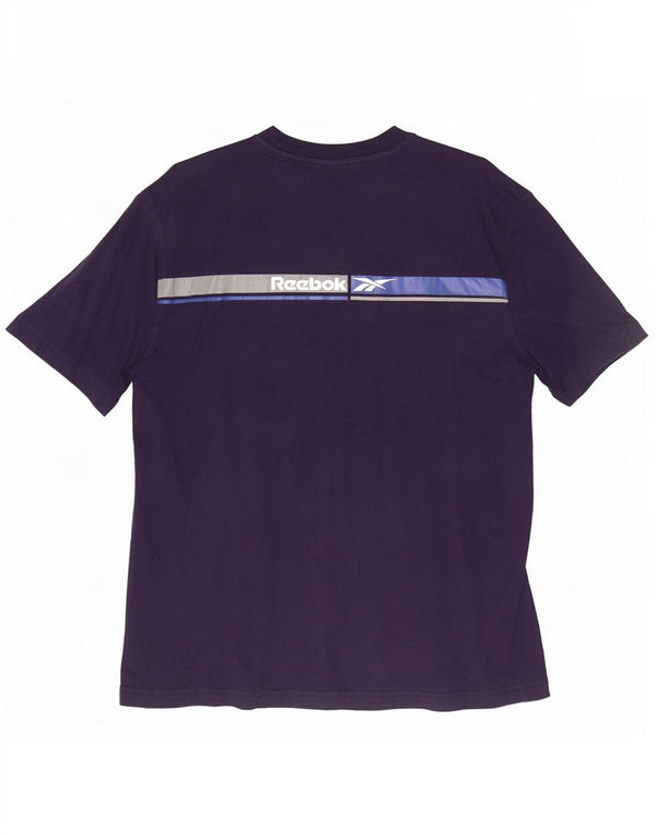 Reebok Homme Graphic T-Shirt Top Large Bleu Marine Coton