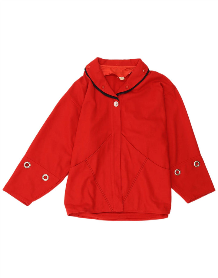 Veste Bomber Femme Vintage IT 44 Laine Rouge Moyenne