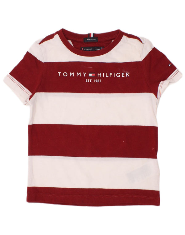Tommy Hilfiger T-shirt graphique pour garçon 2-3 ans en coton rayé bordeaux