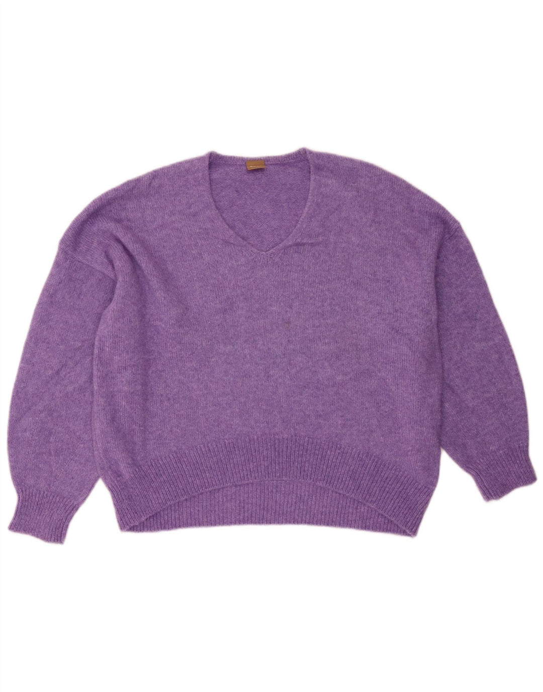 HUGO BOSS Womens Oversized V-Neck Jumper Sweater UK 14 Medium Purple