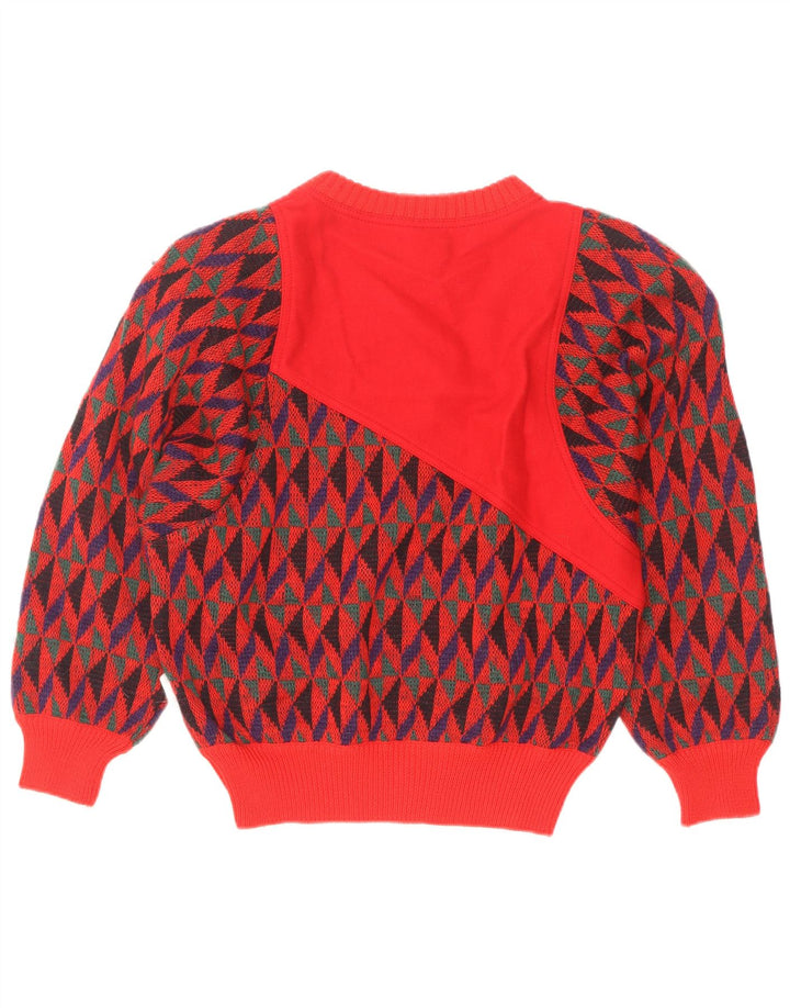Skipper's Pull Col Bateau Femme IT 42 Laine Géométrique Rouge Moyen