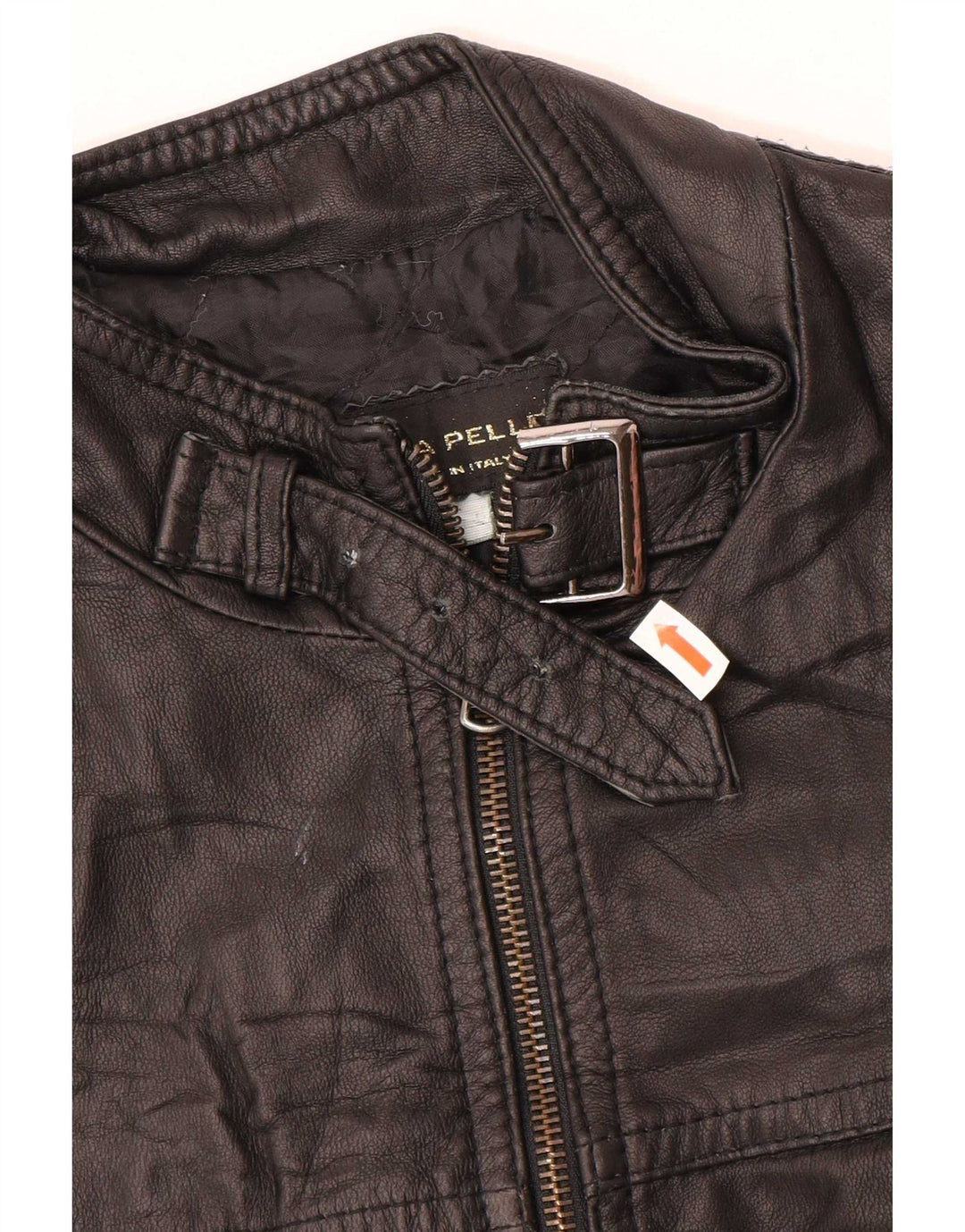 Veste en cuir femme vintage UK 12 Noir Moyen