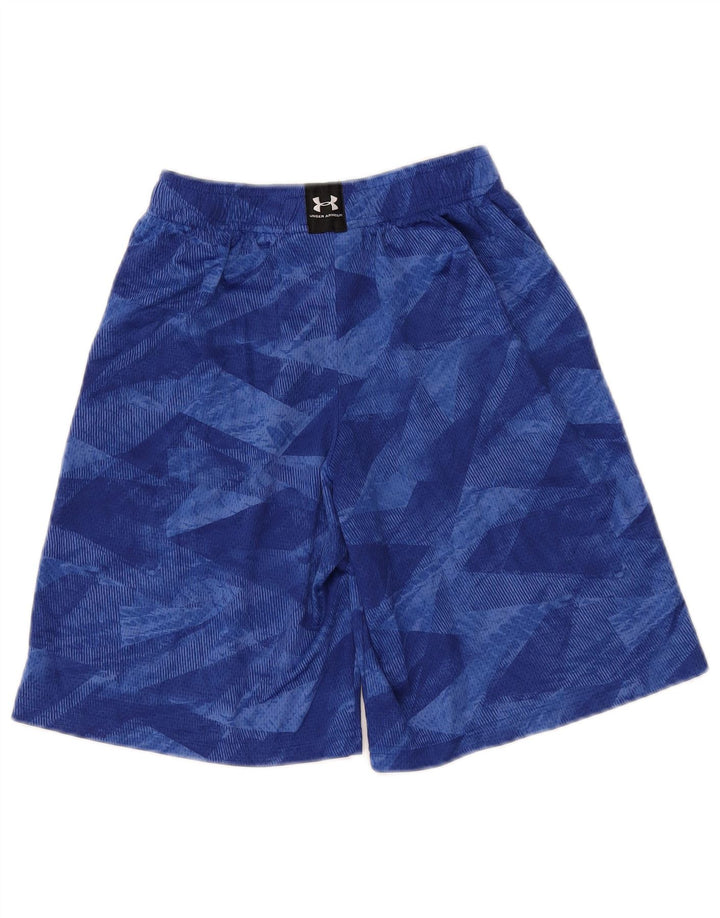 Under Armour Short de Sport Garçon 9-10 Ans Bleu Moyen Géométrique