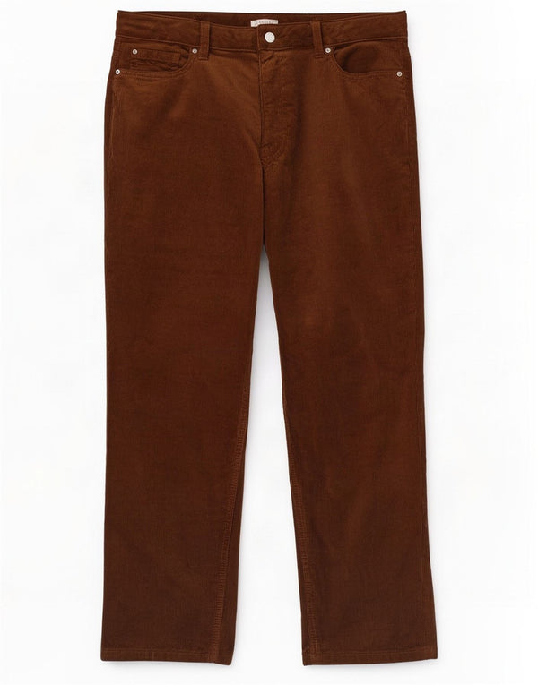 Marks & Spencer Pantalon taille haute en velours côtelé pour femme UK 16 Large W34 L27 Bro