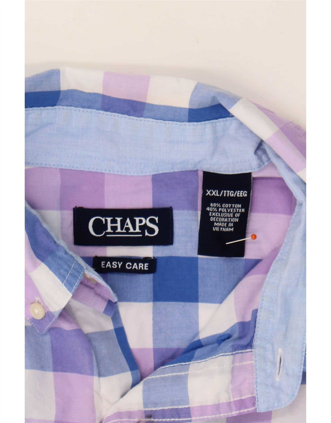 Chaps Chemise à manches courtes pour homme facile d'entretien 2XL en coton vichy bleu