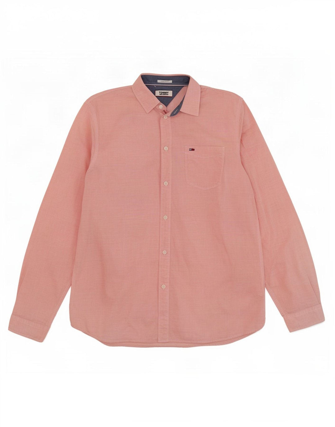 Tommy Hilfiger Chemise Regular Fit Homme Rouge Moyen en Coton à Fines Rayures