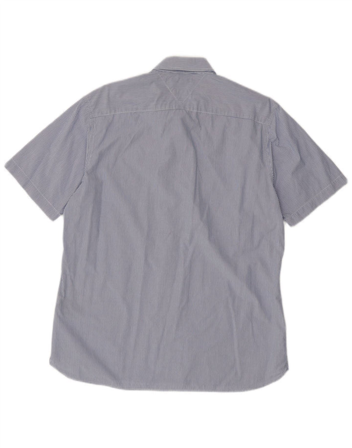 Tommy Hilfiger Chemise à manches courtes pour homme, coupe personnalisée, grandes rayures bleues