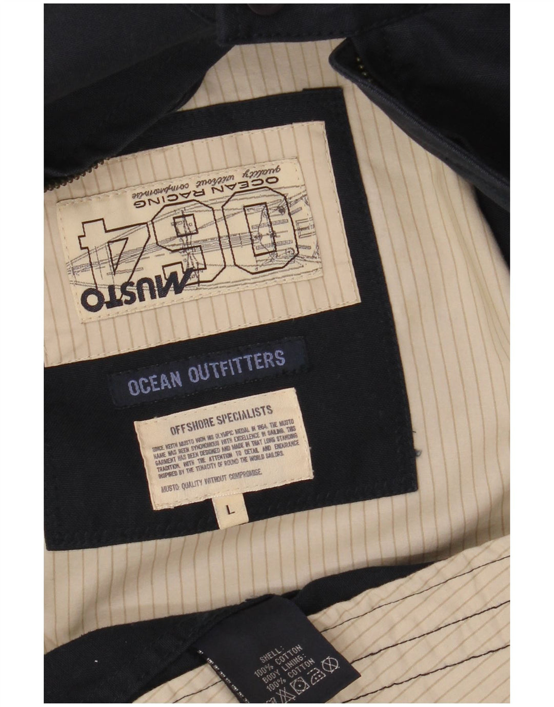 MUSTO Veste Bomber Homme UK 40 Large Bleu Marine Coton