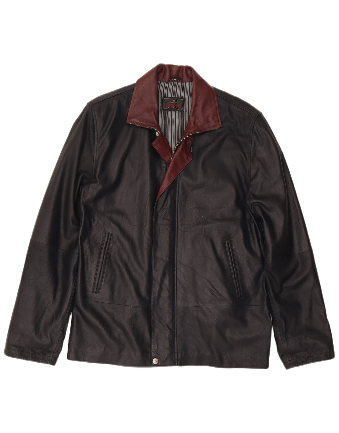 Mondial Veste en Cuir Homme IT 48 Petit Cuir Colorblock Noir